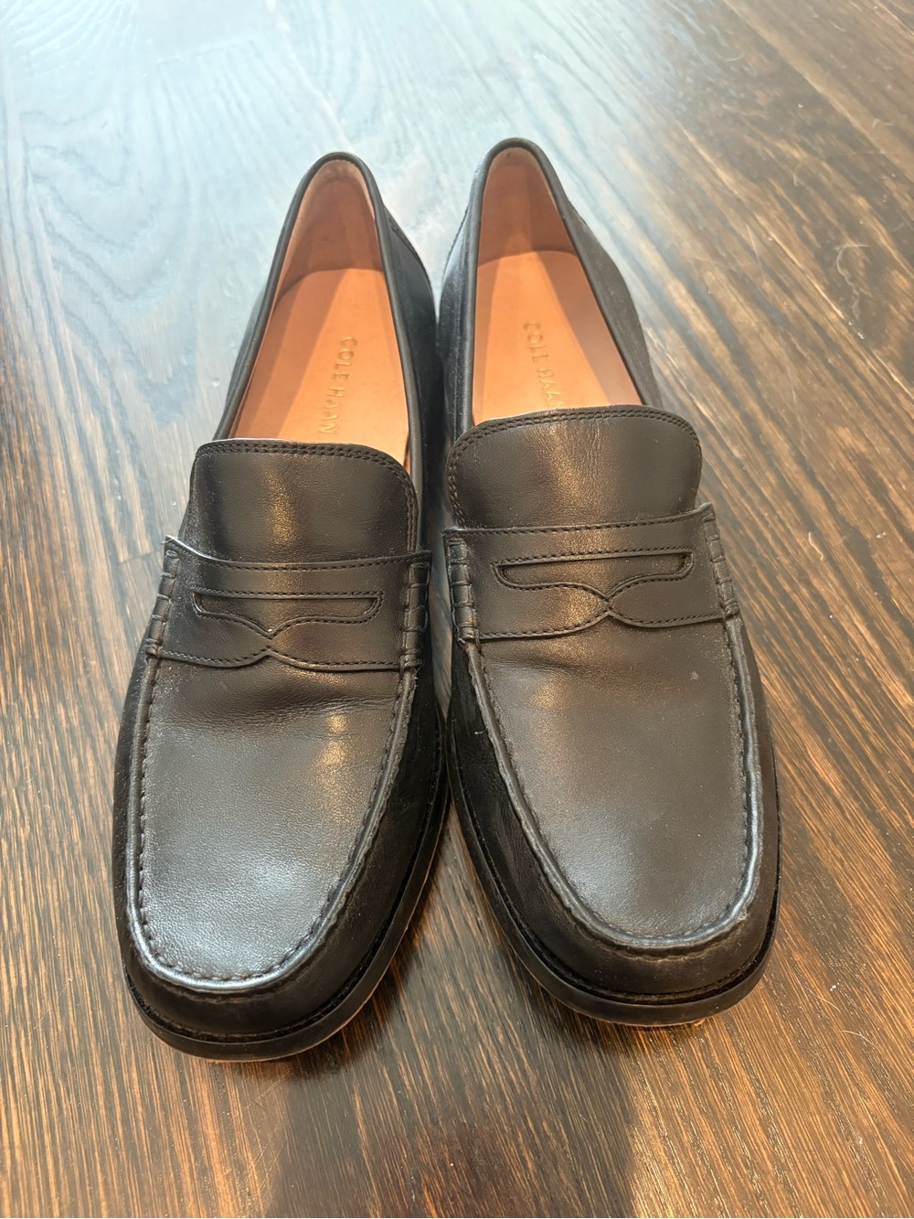 Cole Haan Black Leather Penny Loafers